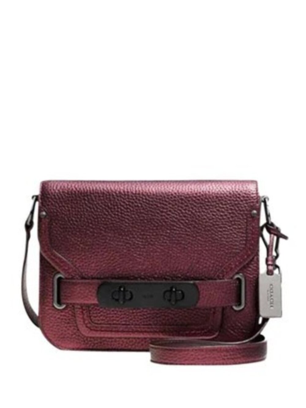 Euc Coach Swagger Metallic Cherry Red Shoulder Bag Purse